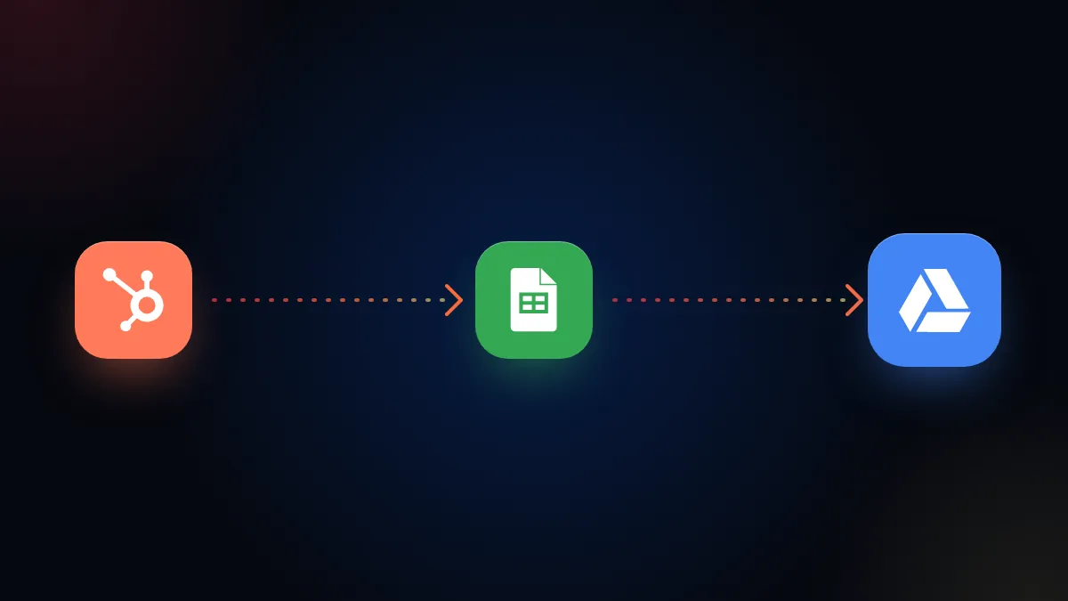 Cadena de íconos: HubSpot, Google Sheets y Google Drive